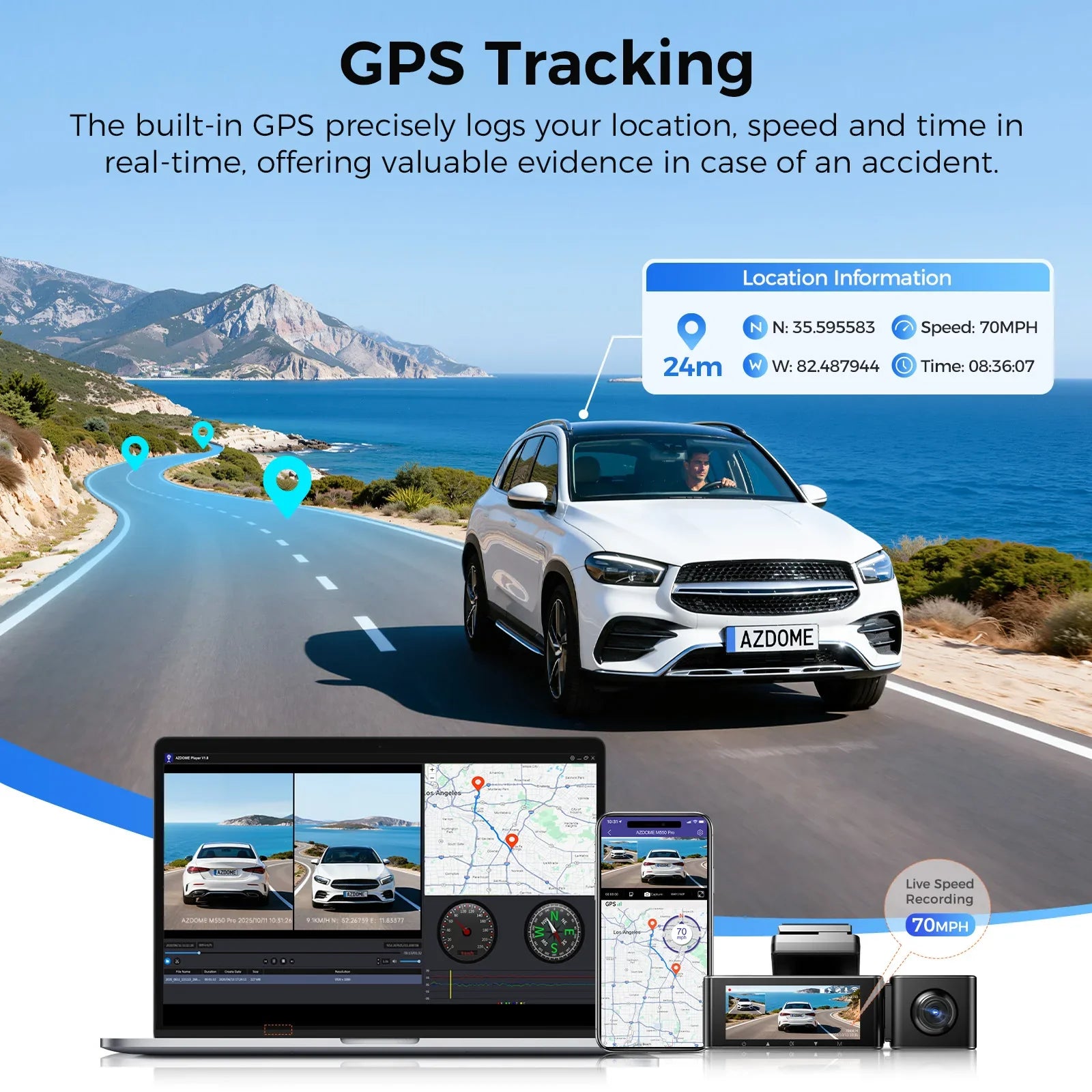 AZDOME M550 Pro Dash Cam IR Night Vision 4K Plus 2.5K 5.8Ghz WiFi GPS Screen - stepyours.com