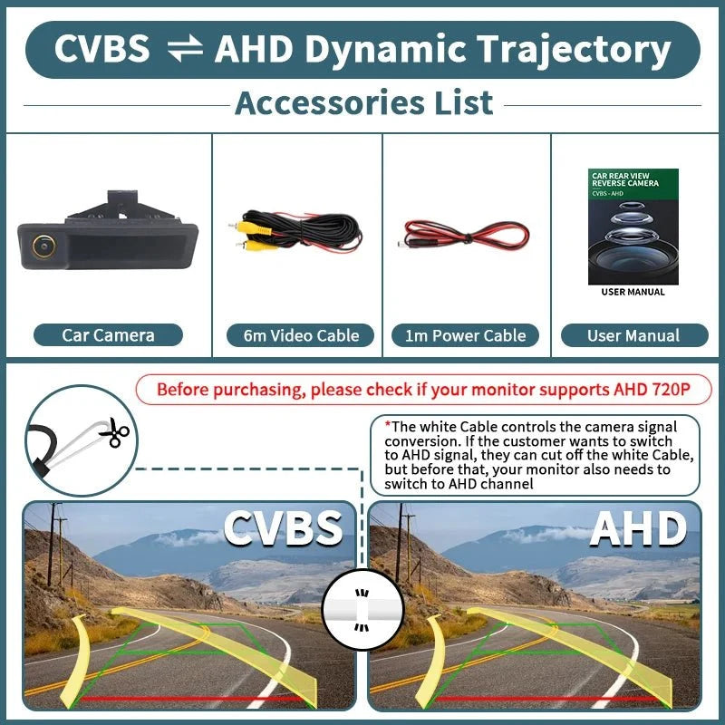AHD 1080P 170 Rear View Camera Trunk Handle For BMW 3 5 Series X5 X6 Waterproof - stepyours.com