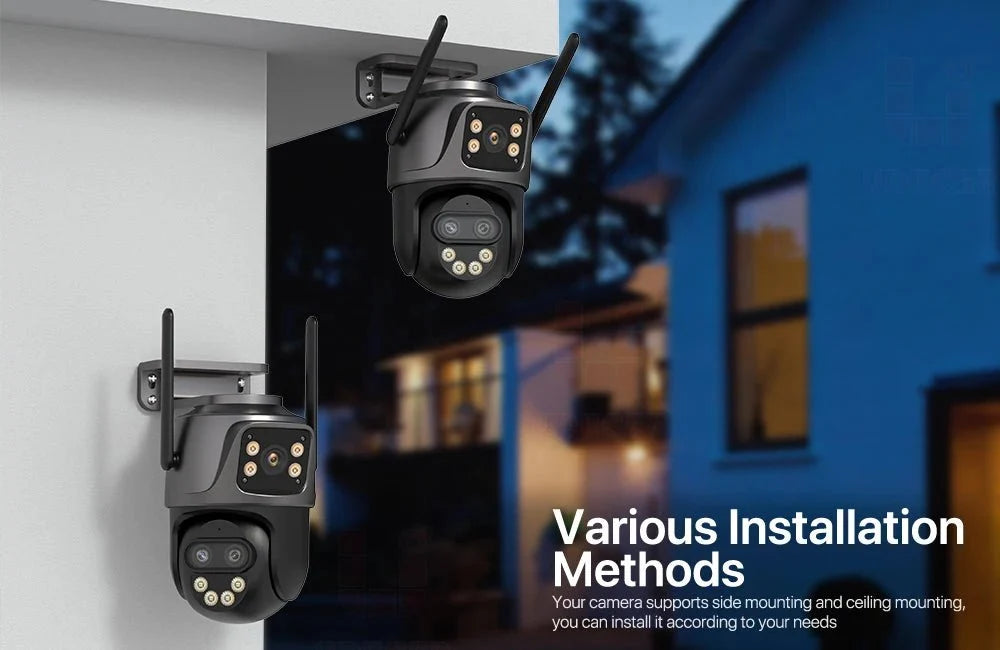 6K 9MP Outdoor Tri - Lens WiFi IP Camera - Auto Tracking And Dual Screen - stepyours.com