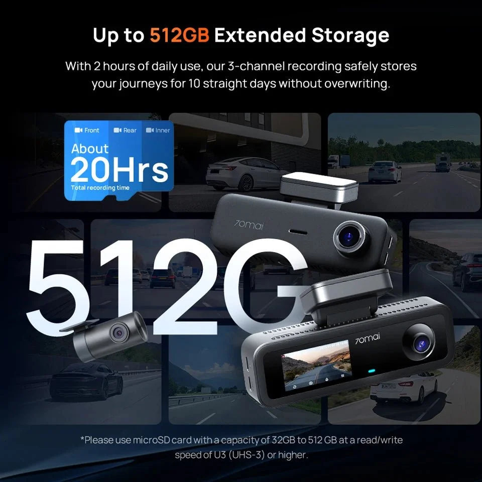 70mai T800E 3 Channel Dash Cam 4K HDR F1.55 Supercapacitor GPS WiFi 6 5GHz - stepyours.com