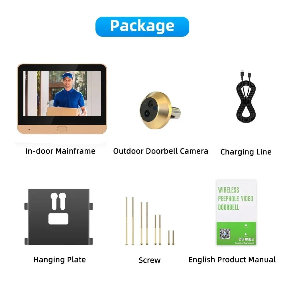 Tuya 3MP Wireless Peephole Camera LCD Screen Night Vision - stepyours.com