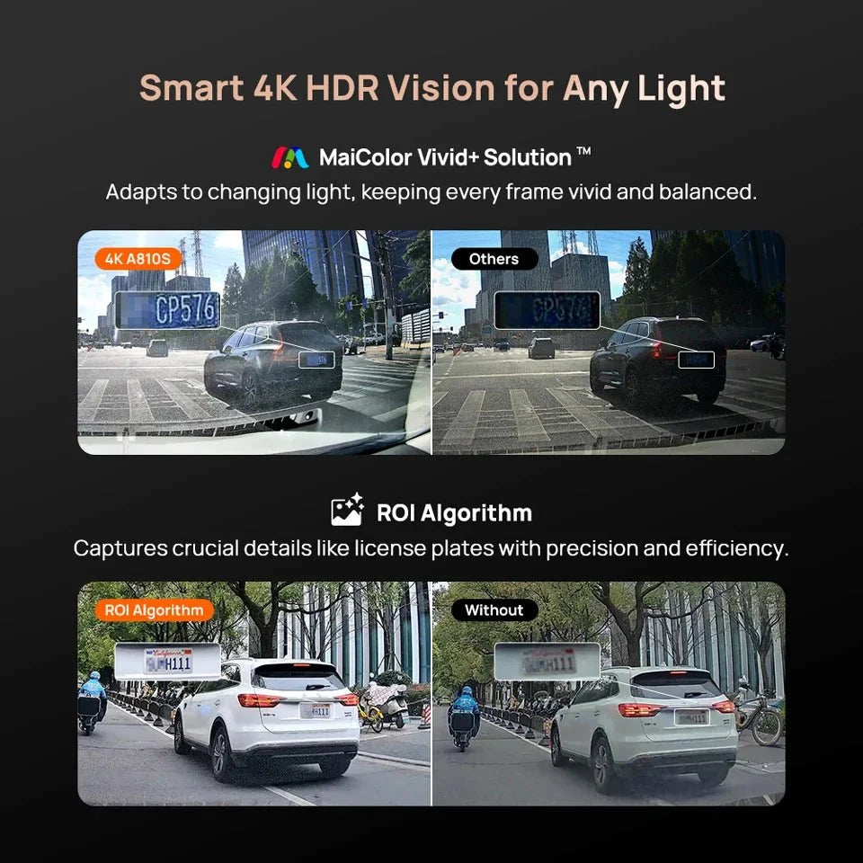70mai Ultra HD 4K Dash Cam A810 A810S With Built In GPS ADAS 150 Degree FOV - stepyours.com
