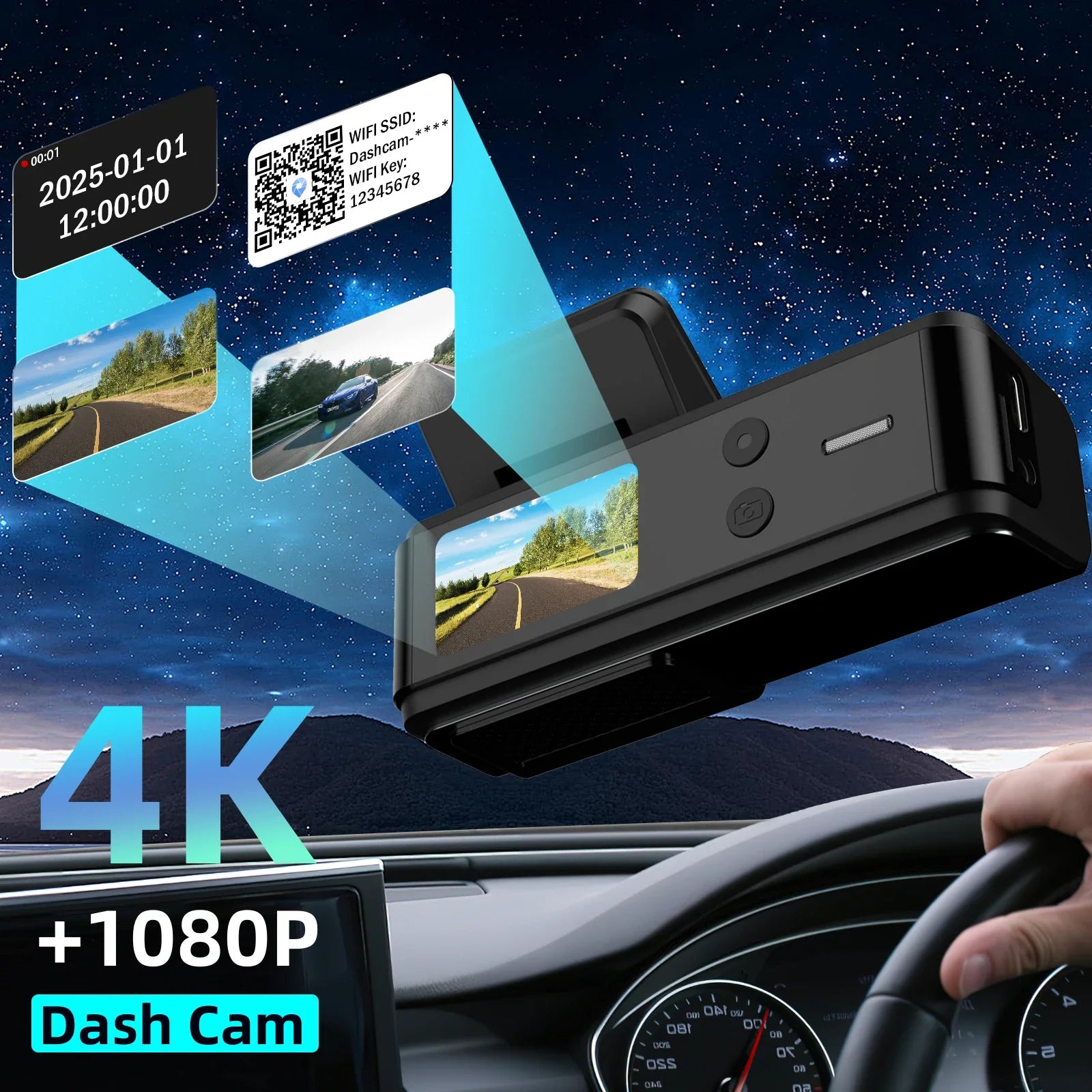 Aprilboy 4K WiFi Dash Cam Front And Rear Night Vision G Sensor Parking Monitor - stepyours.com