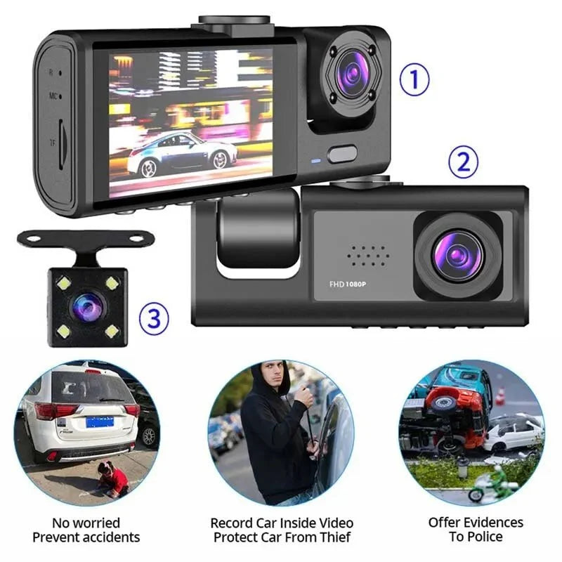 1080P Dual Dash Cam For Cars Front Inside IR Vision Loop Recording Wide Angle - stepyours.com