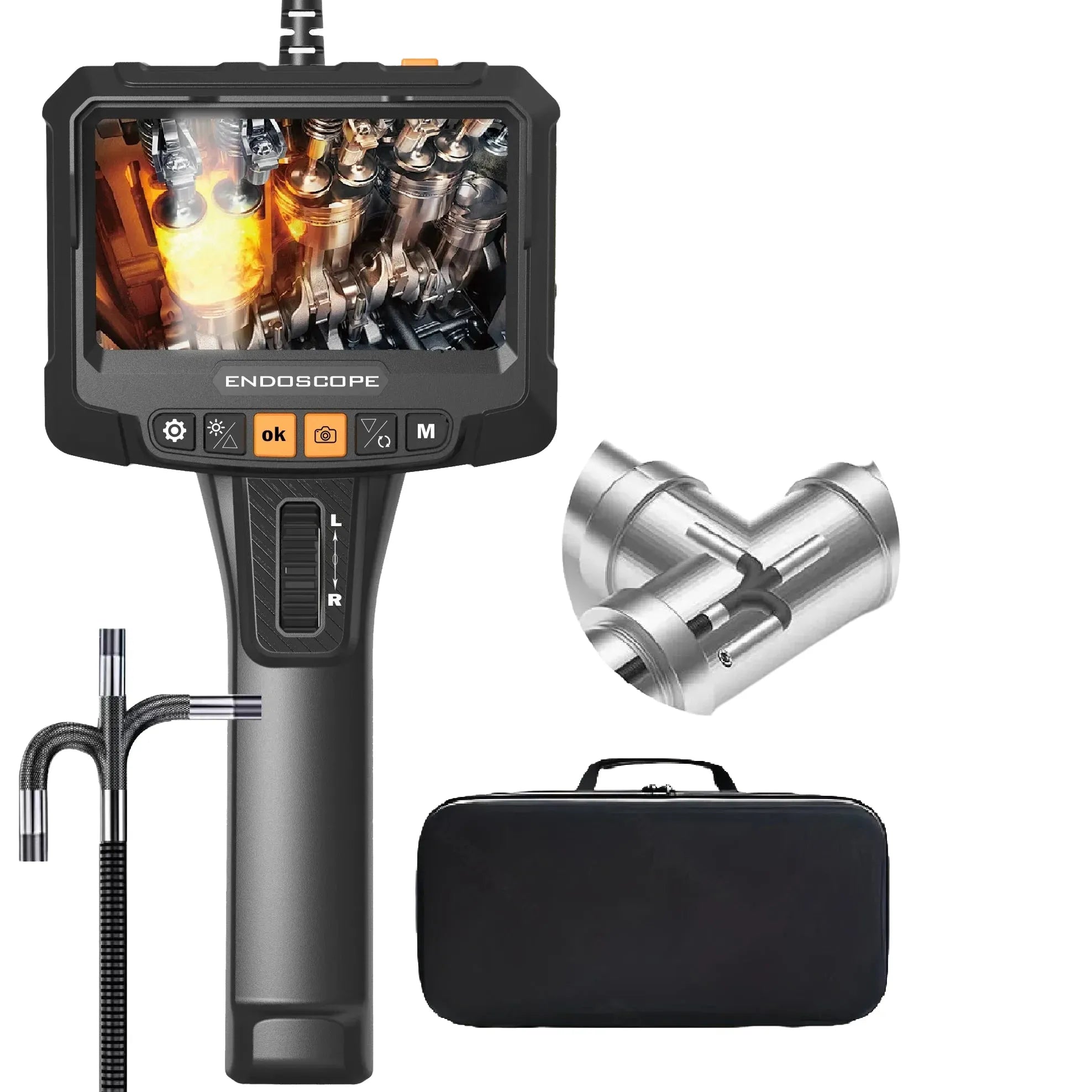 Lafoch S10 360 Rotating Dual Lens Endoscope - 3.9mm Probe, 5 - Inch IPS Display - stepyours.com