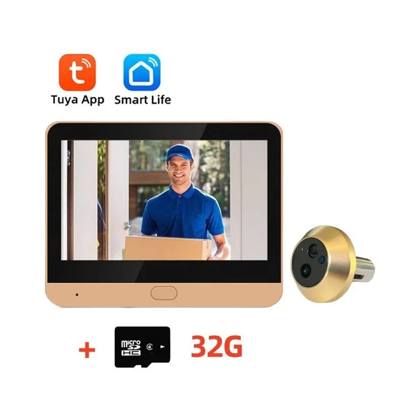 Tuya 3MP Wireless Peephole Camera LCD Screen Night Vision - stepyours.com