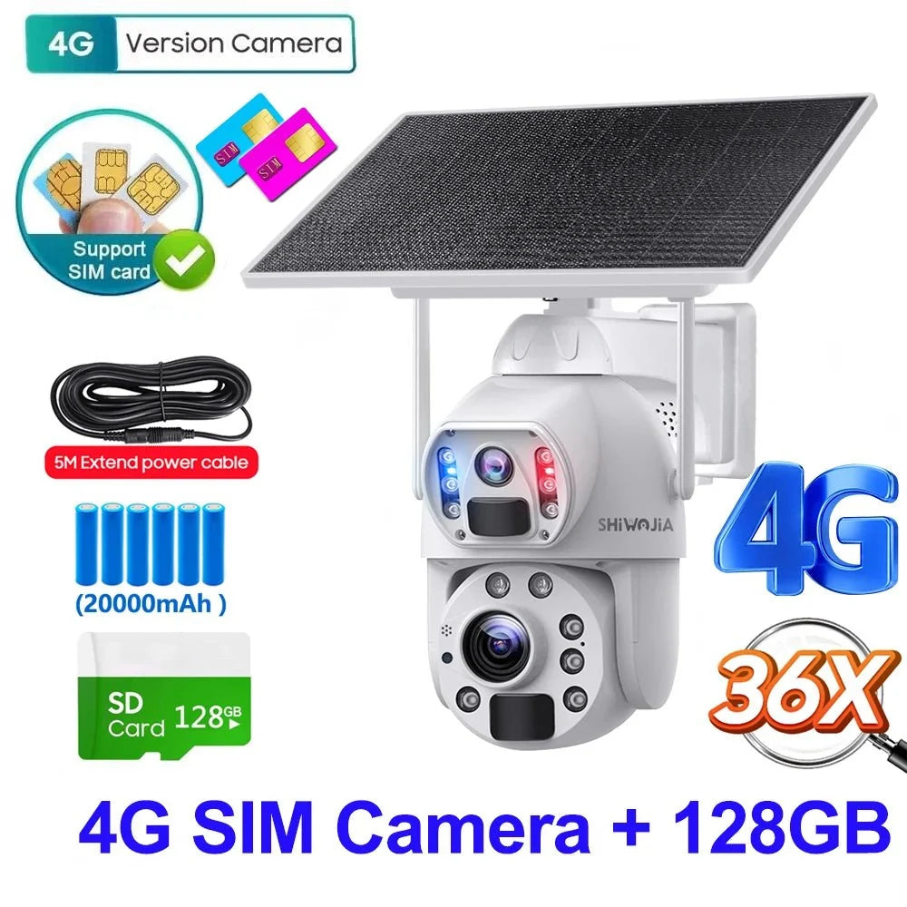 SHIWOJIA Solar 4G Security Camera With 360 Night Vision And 36X Zoom - stepyours.com
