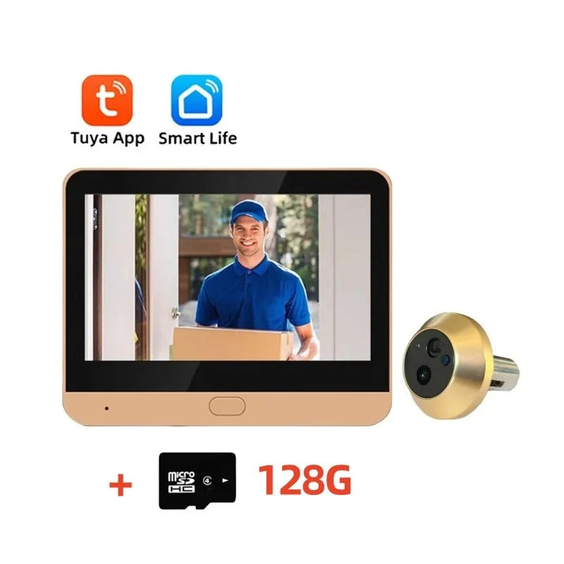 Tuya 3MP Wireless Peephole Camera LCD Screen Night Vision - stepyours.com