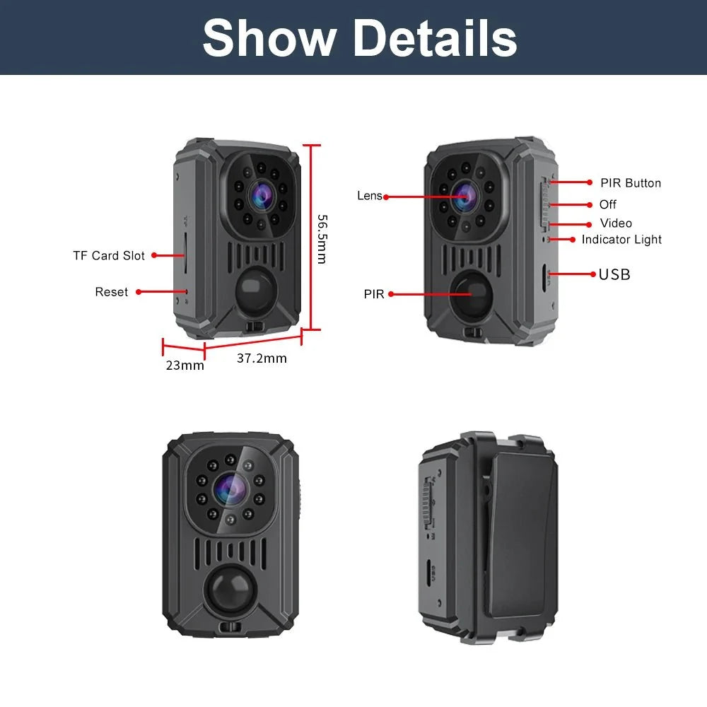 MD31 Mini PIR Body Camera 1080P Motion Activated Nanny Cam - stepyours.com
