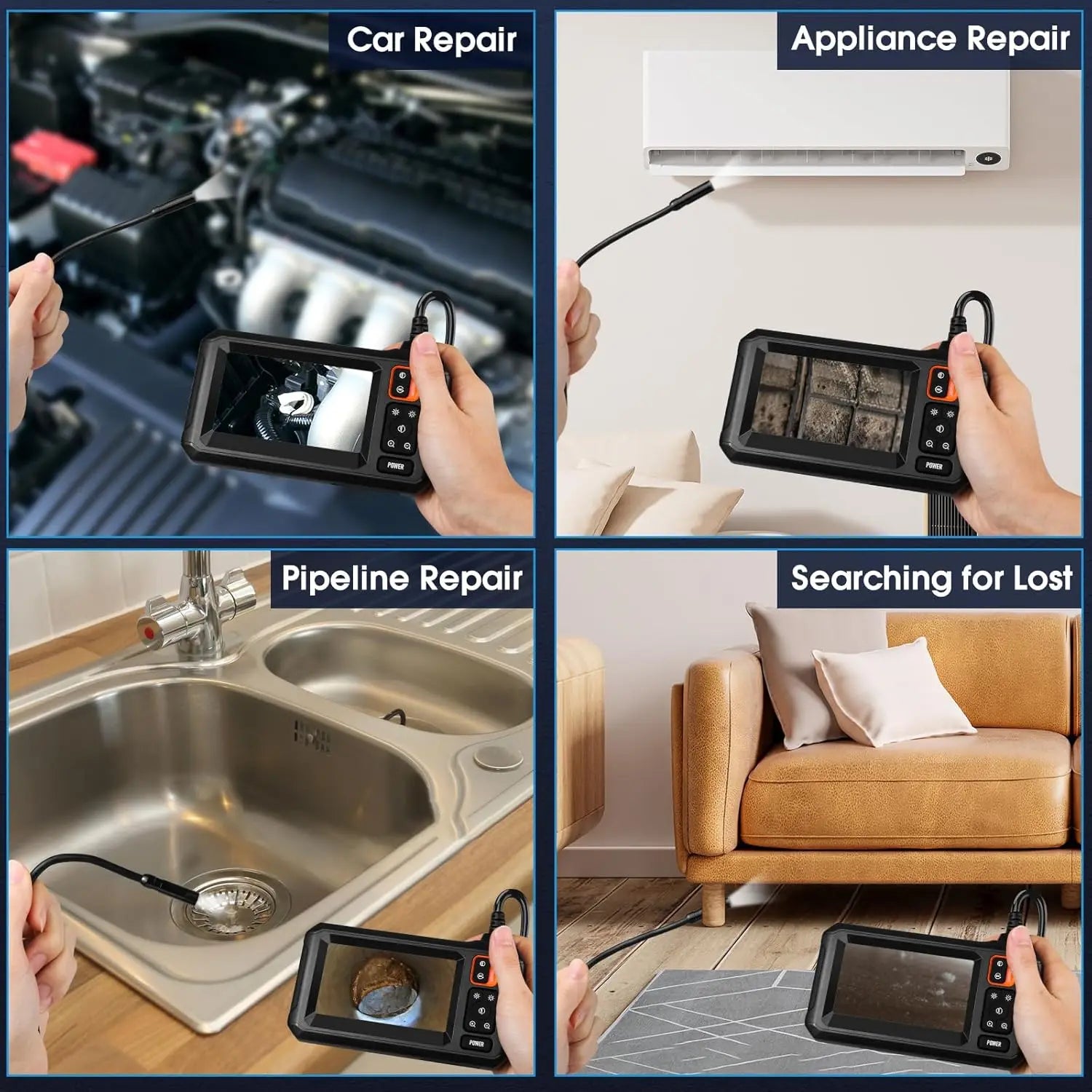 Industrial Endoscope Camera 4.3 Inch IPS Screen 1080P IP67 Waterproof Borescope - stepyours.com