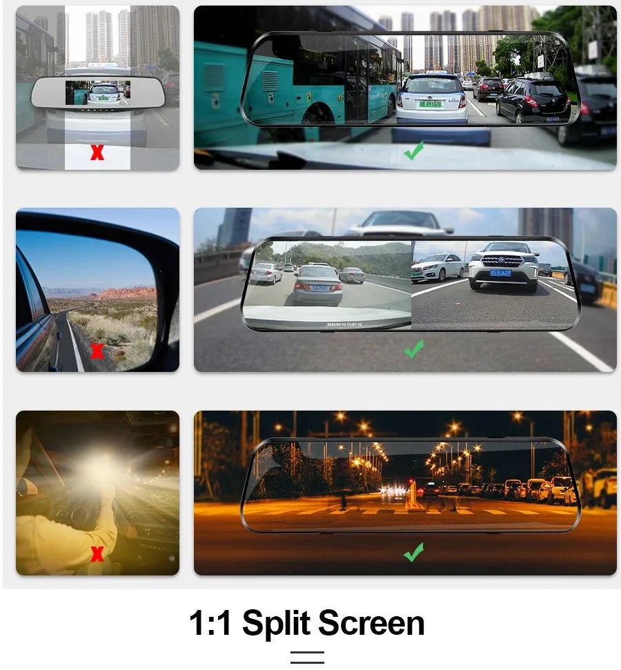 10 Inch Rearview Mirror Dash Cam Front And Rear 1080P Dual Recorder Night Vision - stepyours.com