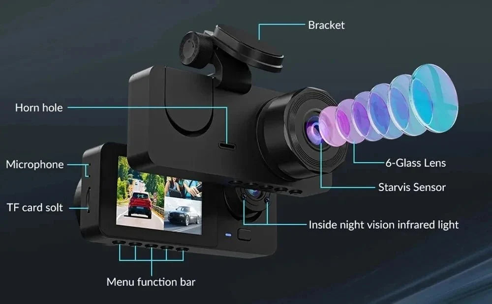 4K Dual Lens Dash Cam Car DVR With WiFi App Front Rear Night Vision - stepyours.com