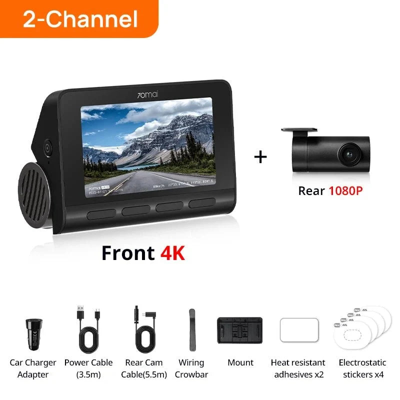 70mai 4K Dash Cam A810 Front Rear Set With 4G LTE UP04 GPS ADAS DVR - stepyours.com