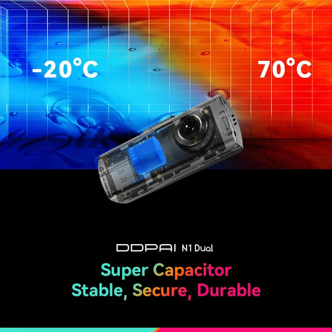 DDPAI Dash Cam N1 Dual Front And Rear Night Vision 1296P App Control - stepyours.com