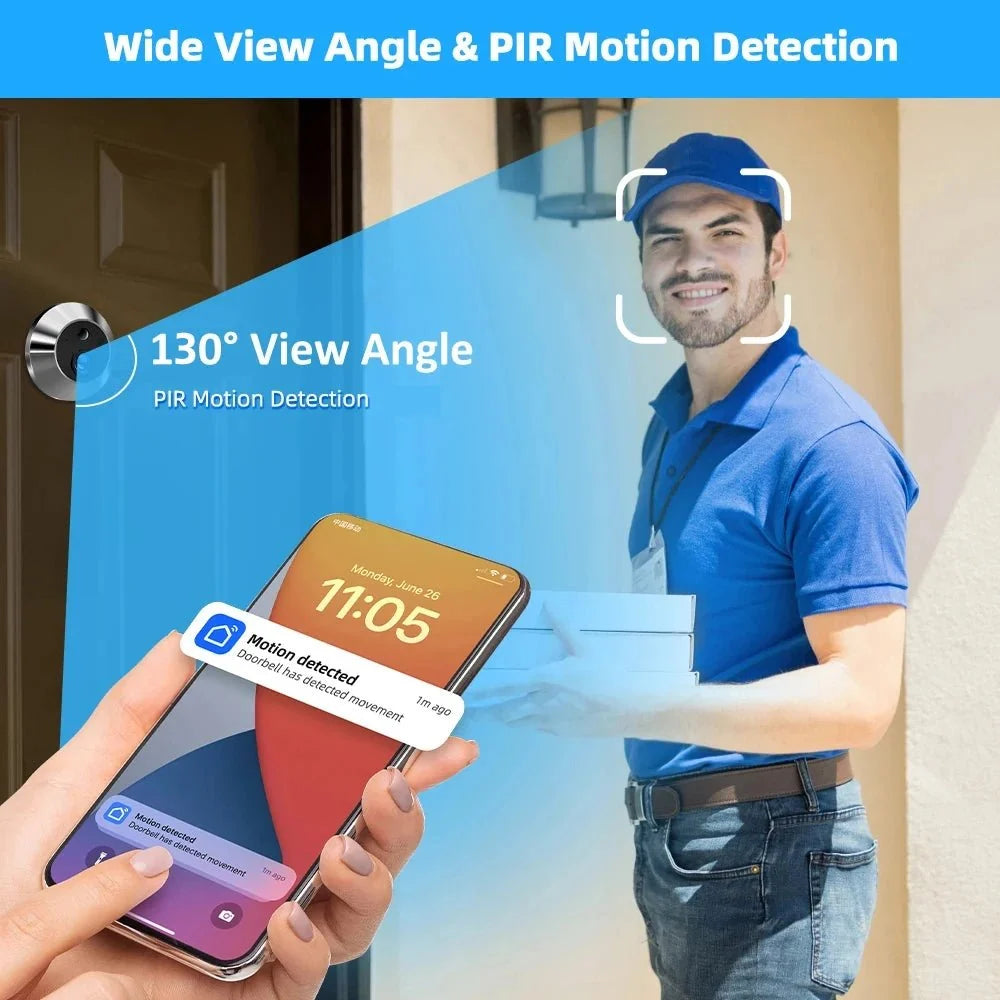 Yuezhe 3MP Door Peephole Cam With 4 Inch Screen WiFi Alerts - stepyours.com