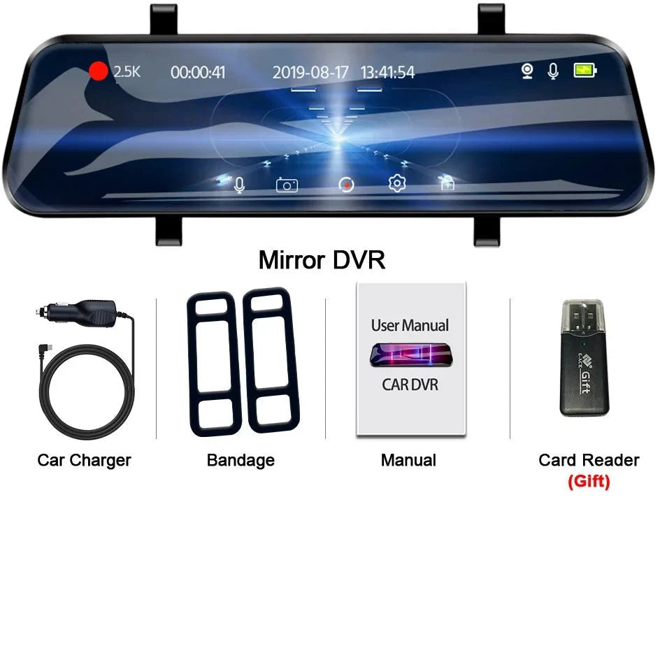 EACE 2.5K Mirror Dash Cam For Car Touch Screen With GPS WiFi 1440P Parking DVR - stepyours.com