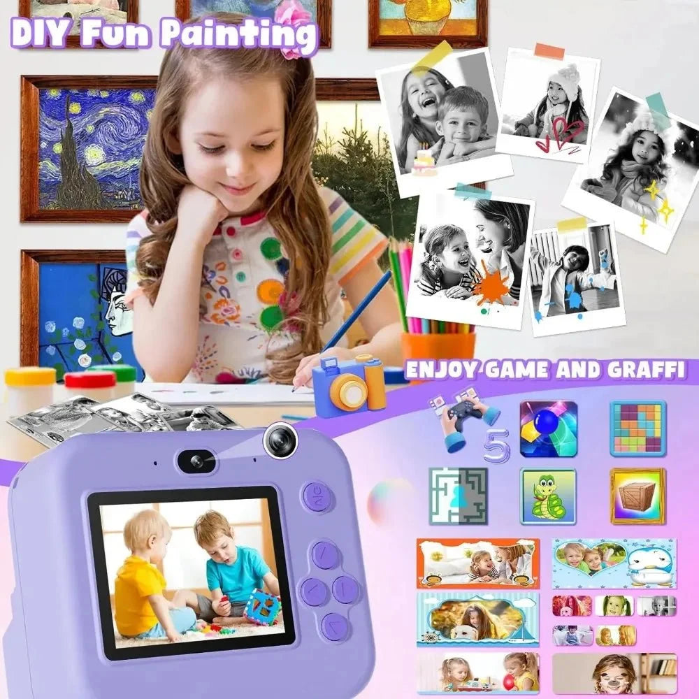 Educational Thermal Instant Print Camera 32GB Card 1080P For Kids Learning - stepyours.com