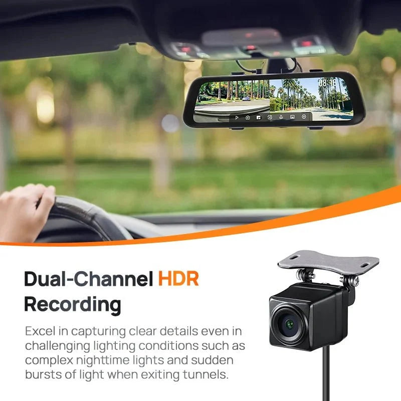 70mai S500 Rearview Dash Cam 9.35 Inch Touch Screen Dual Channel 3K HDR - stepyours.com