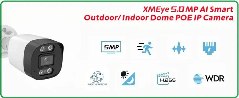 XM 5MP AI IP Camera PoE CCTV Outdoor Security Waterproof NVR System Xmeyepro - stepyours.com