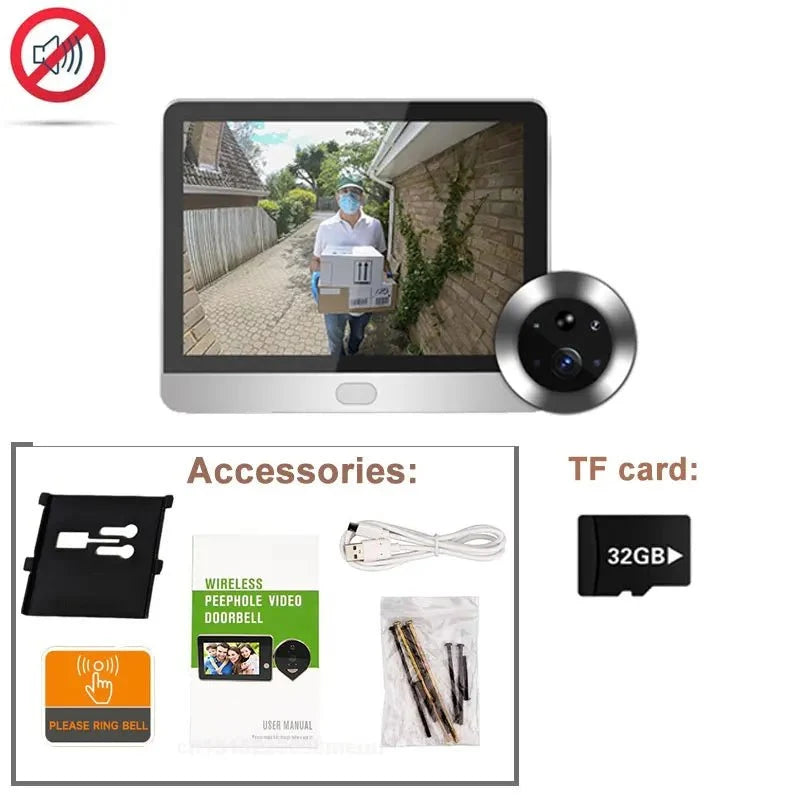 Yuezhe 3MP Door Peephole Cam With 4 Inch Screen WiFi Alerts - stepyours.com