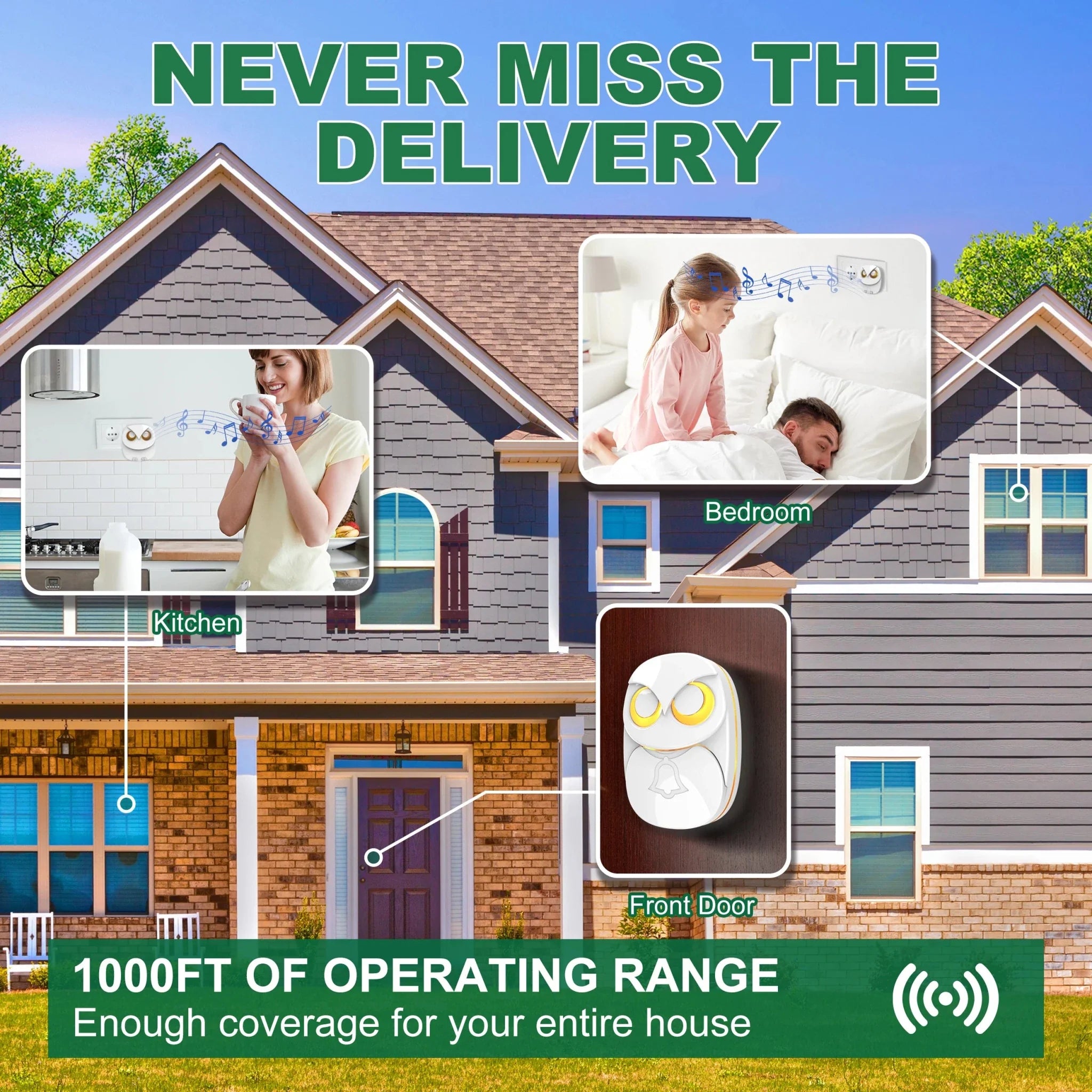 HTZSAFE Wireless Doorbell Chime 300M Range Waterproof Garden - stepyours.com