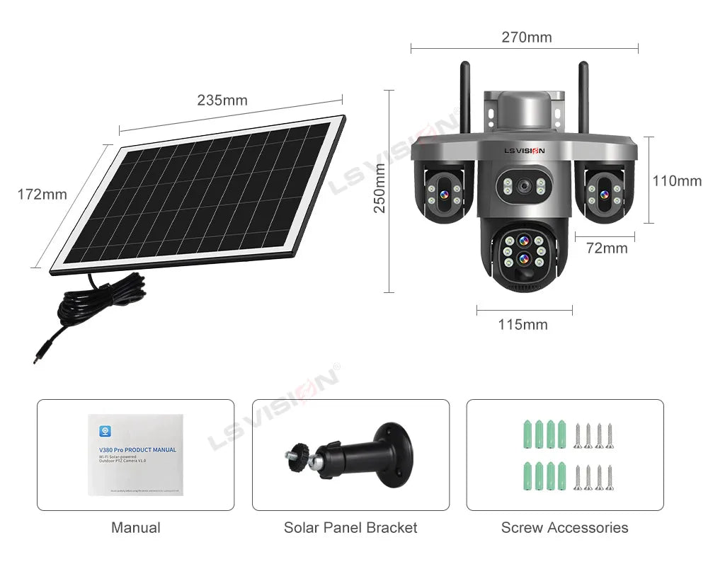 LS Vision 20MP Solar WiFi Surveillance Camera V380 Pro 10X Optical Zoom Outdoor - stepyours.com