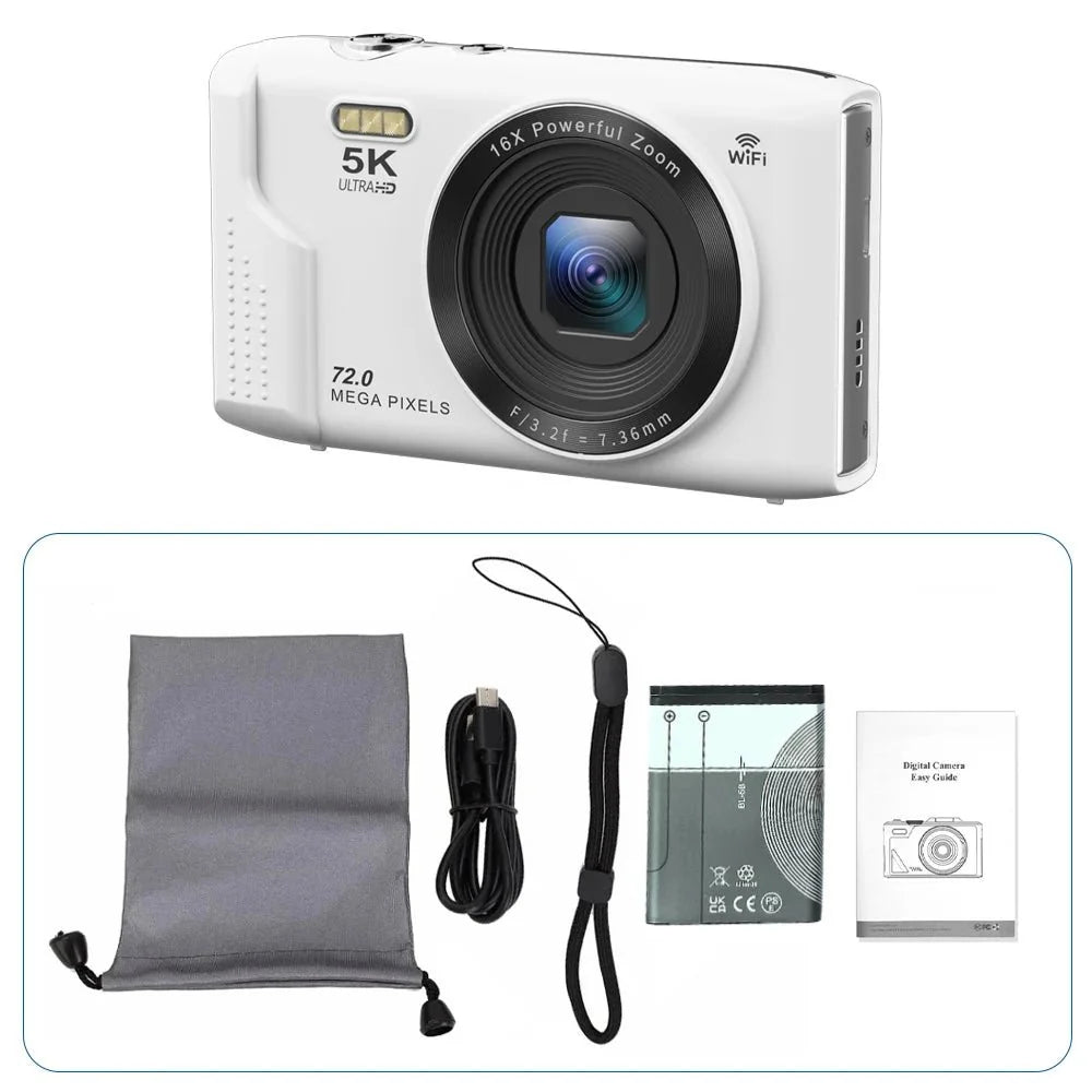 Ourlife 5K 72MP Compact Digital Camera With Two Point Eight Inch LCD 16X Zoom - stepyours.com