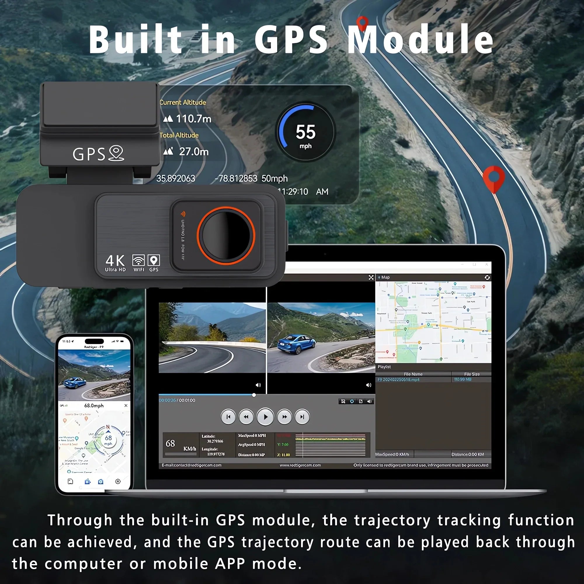 4K Dash Cam Dual Lens With GPS WiFi Night Vision Never Miss A Moment - stepyours.com
