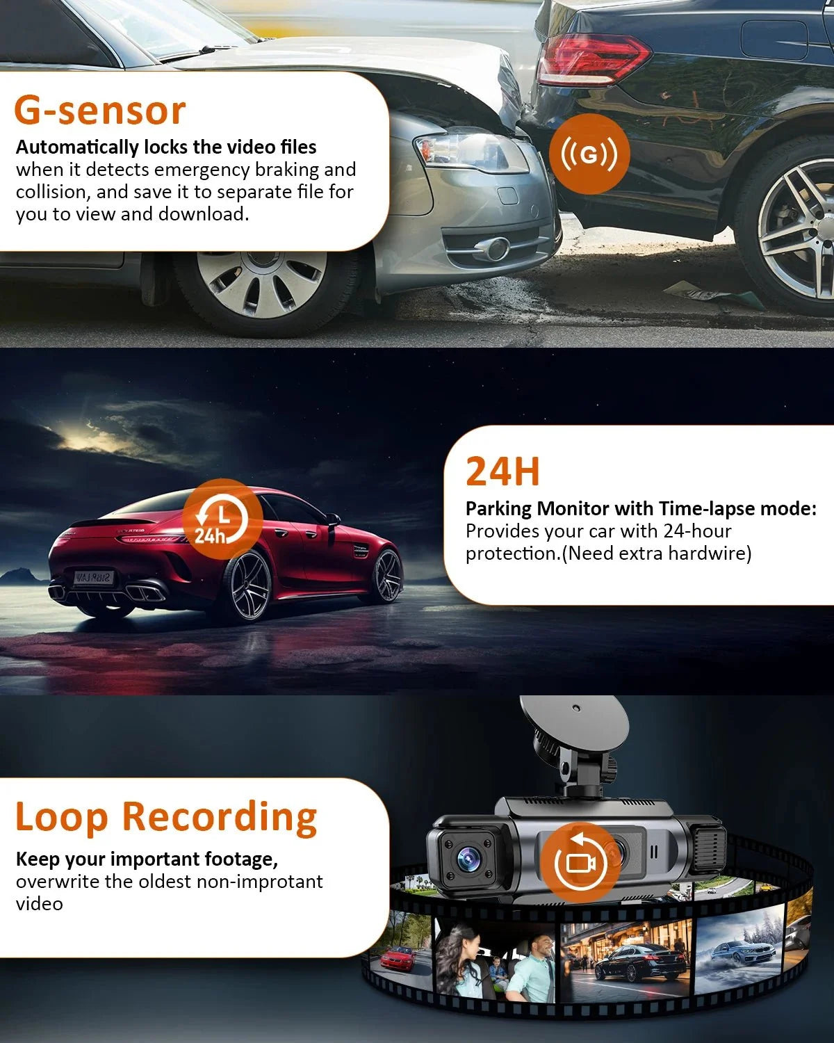 4 Channel WiFi Dashcam Full HD 1080P Front Rear Night Vision Loop Recording - stepyours.com