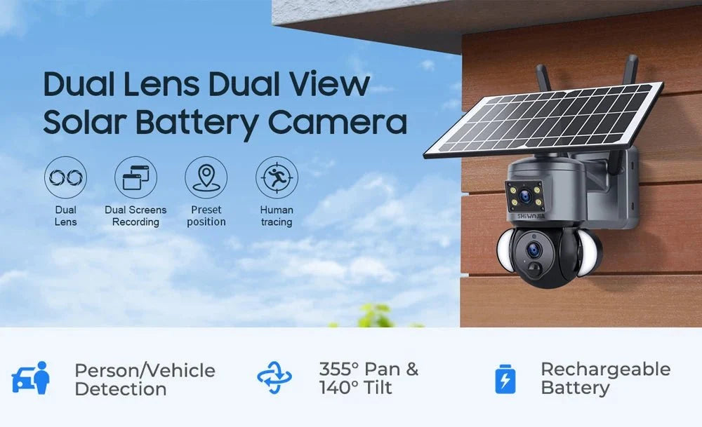 SHIWOJIA 4K 8MP Solar Camera With 4G SIM WiFi Color Night Vision PTZ Dual Lens - stepyours.com