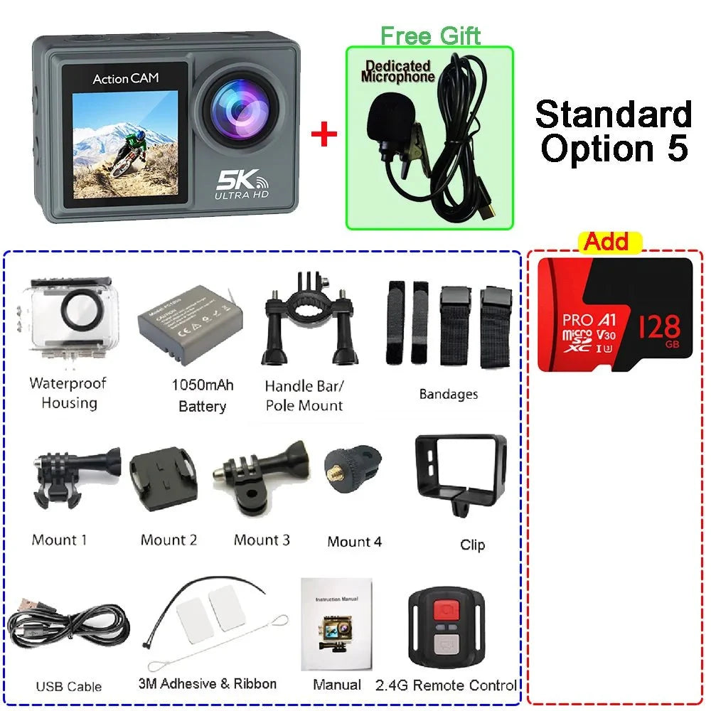 Adventure Ready Action Camera 5K 4K60FPS Dual IPS Touch LCD Waterproof 30M - stepyours.com