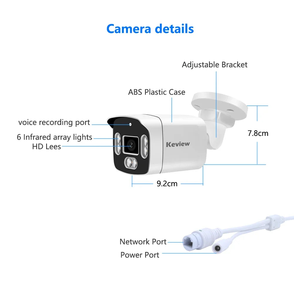 Keview POE 8MP 4K IP Camera - Outdoor Dual Lens Surveillance for Day and Night by stepyours.com