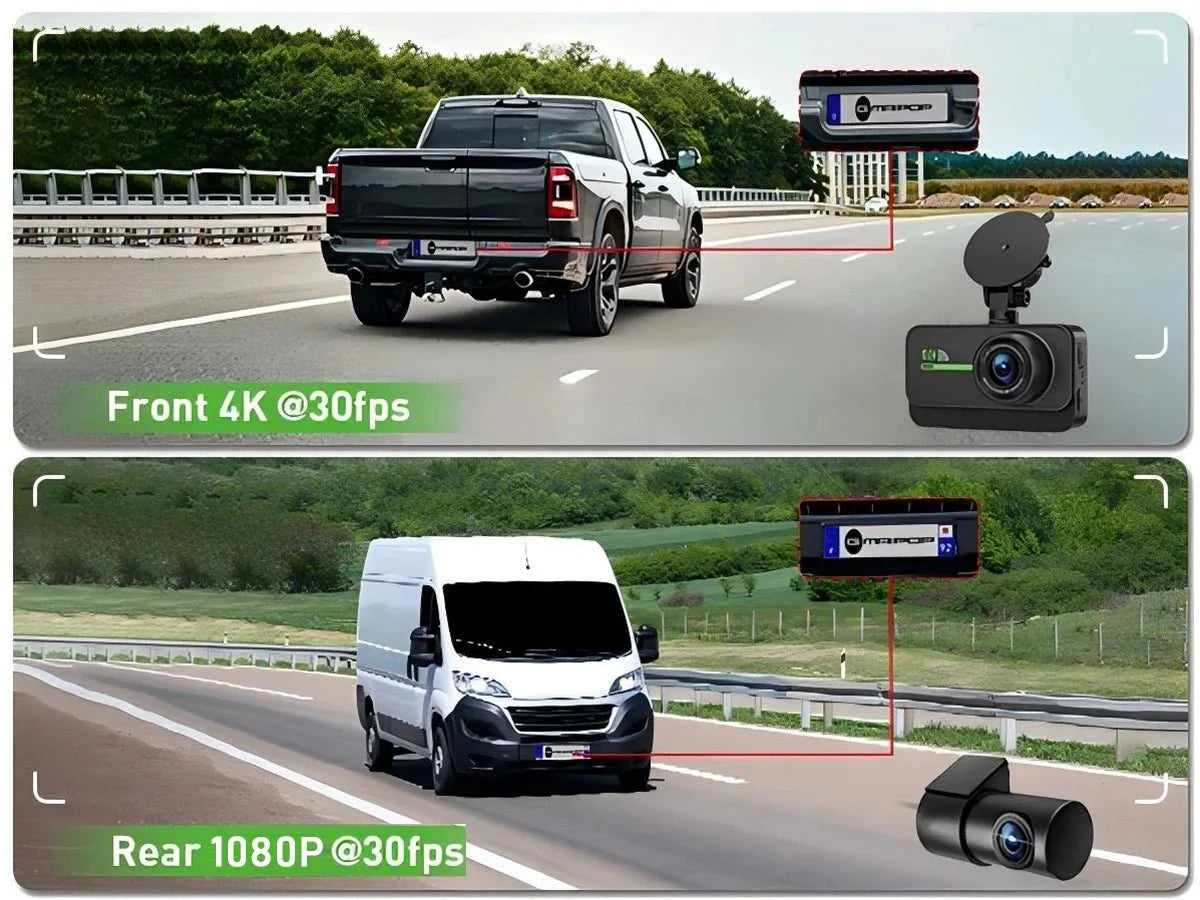 4K Dash Cam For Cars Front And Rear With WiFi Parking Mode Recorder - stepyours.com