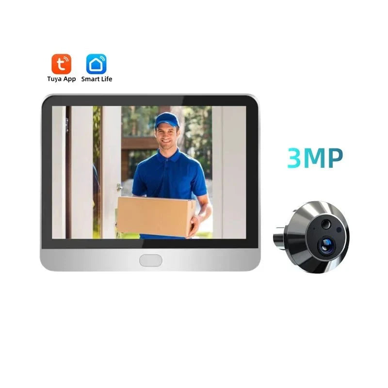 Tuya 3MP Wireless Peephole Camera LCD Screen Night Vision - stepyours.com