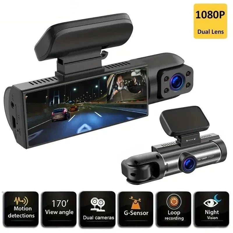 Dual Channel Dash Cam Front And Interior 1080P G Sensor Night Vision Car DVR - stepyours.com