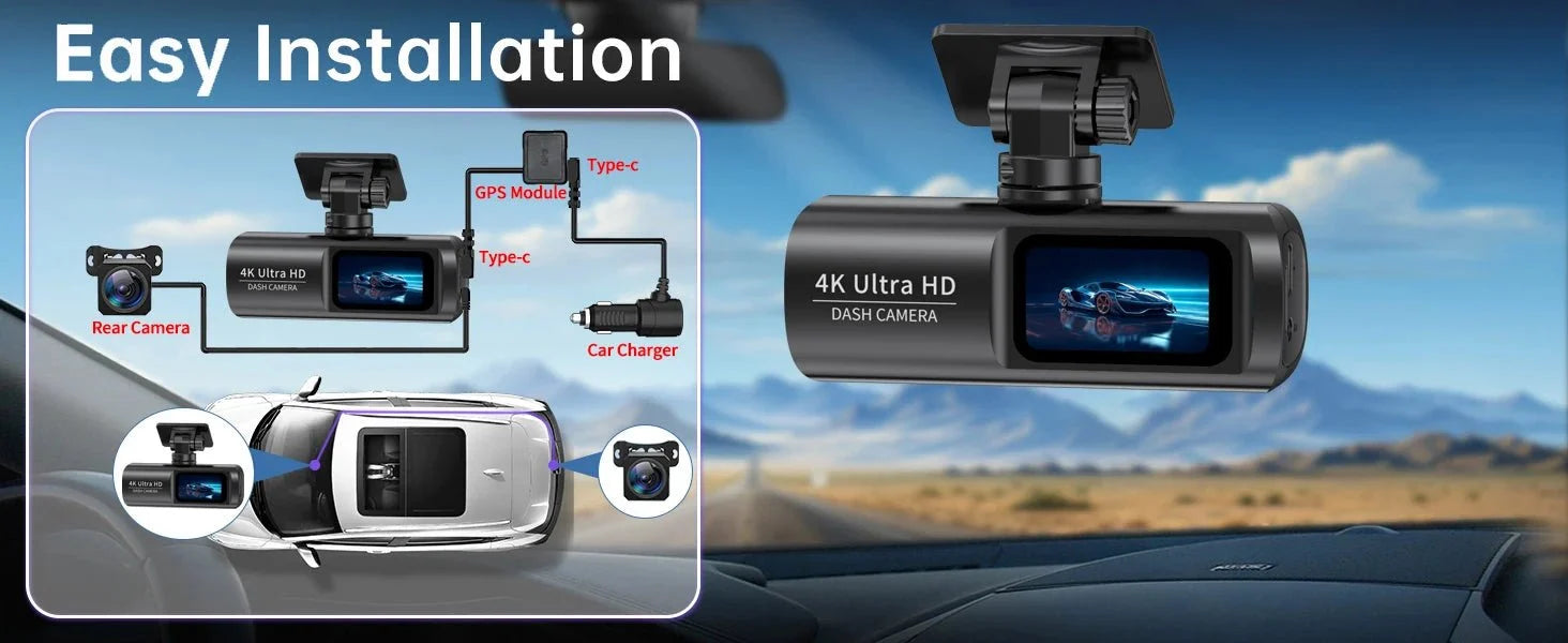 Soam Dash Cam 4K Plus Dual Channel GPS WiFi Front 4K Rear 1080p - stepyours.com