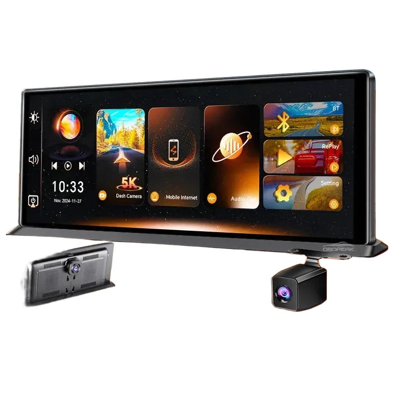 K8 Pro 11.3 Inch Dash Cam Dual Lens 5K GPS 5G WiFi Ultimate CarPlay Android Auto - stepyours.com