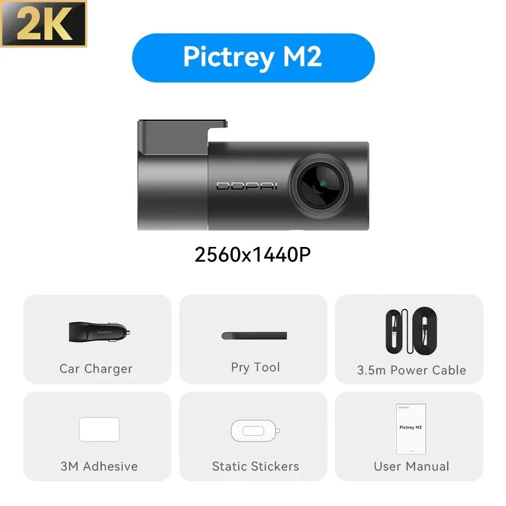 Pictrey M2 2K Dash Cam 330 Degree Rotatable Car DVR Night Vision Voice Control - stepyours.com