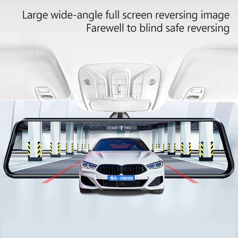 10 Inch Car Touch Screen Rear View Mirror Dash Cam Front And Rear Cameras - stepyours.com