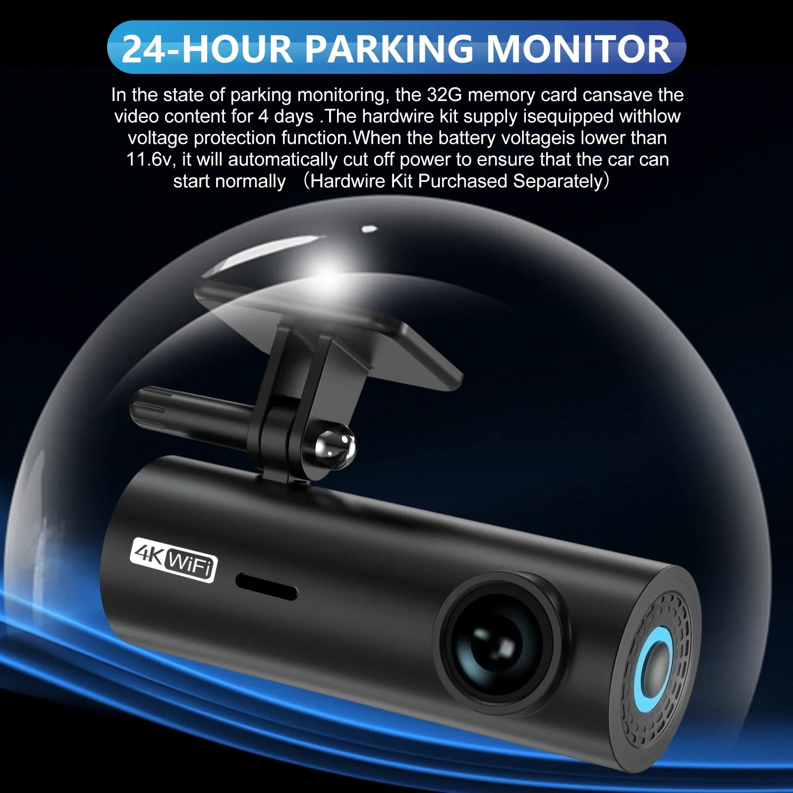 4K Car Dash Cam DVR With WiFi Front Camera 3840x2160 Night Vision Parking - stepyours.com