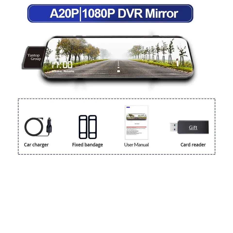 Acceo 10 Inch Car DVR Rearview Mirror Dual 1080P Touch Screen Night Vision - stepyours.com