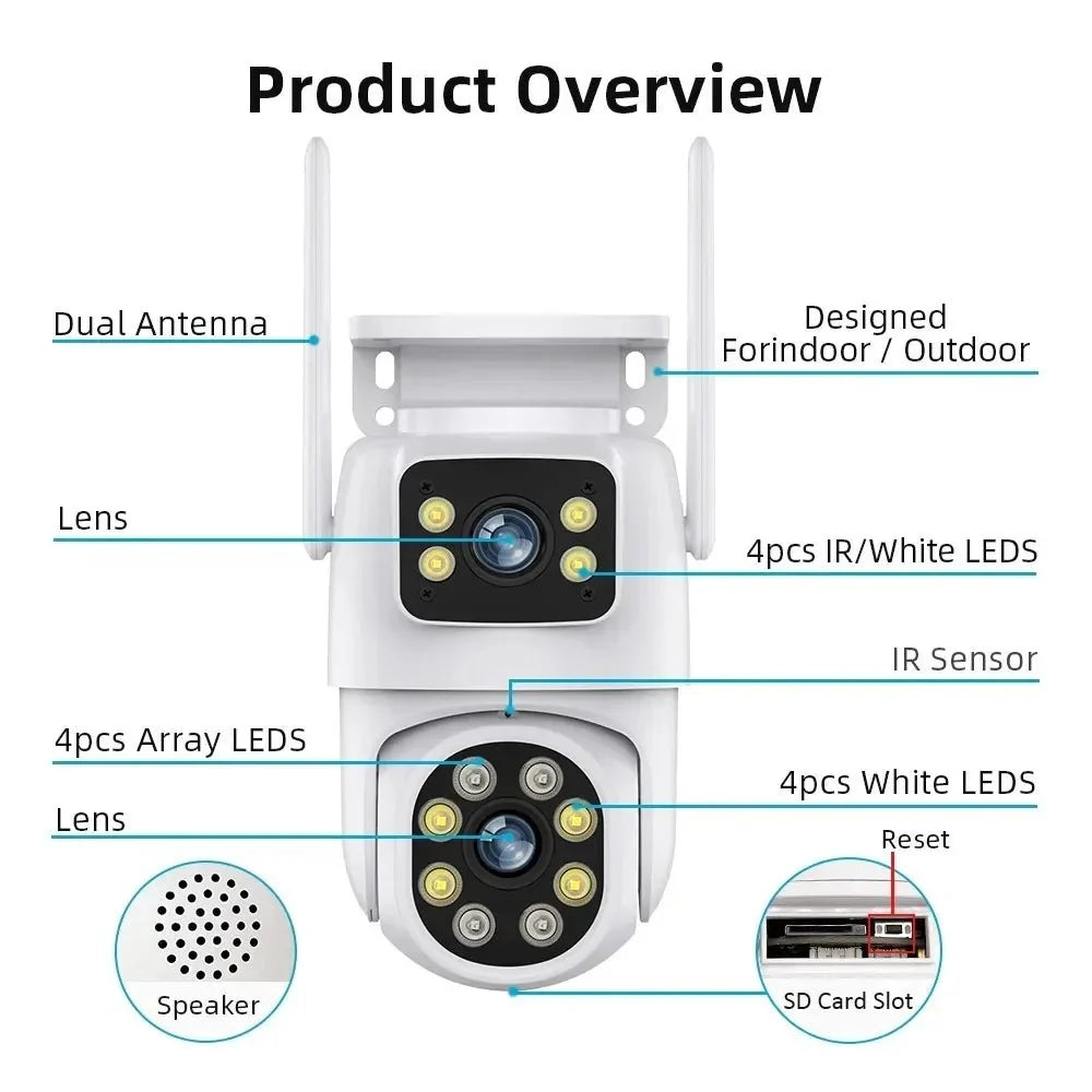 10MP Dual Lens Tuya WiFi Camera PTZ Outdoor 4K Security Camera With AI Tracking - stepyours.com
