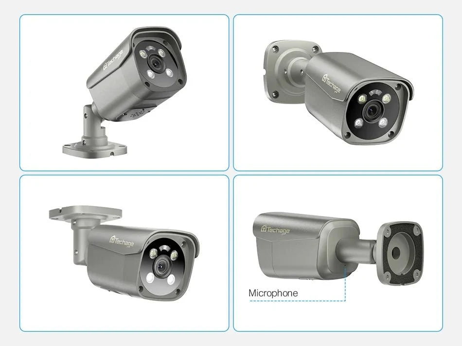 Techage AI PoE 4K Outdoor Security Camera With Two Way Audio For NVR - stepyours.com