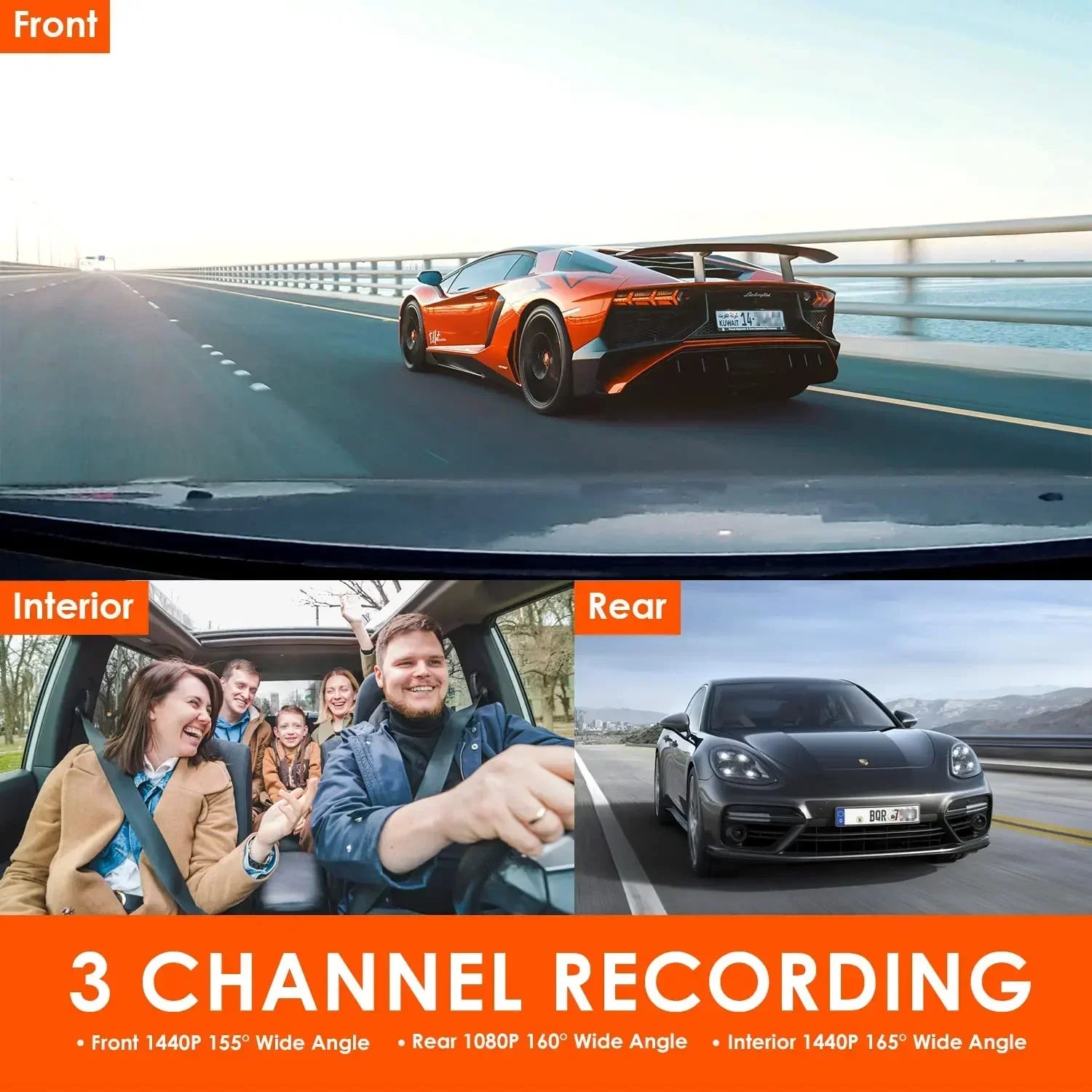 Sherway 3 Channel 4K Car Dash Cam With GPS Recorder 170 Degree Front Lens LCD - stepyours.com
