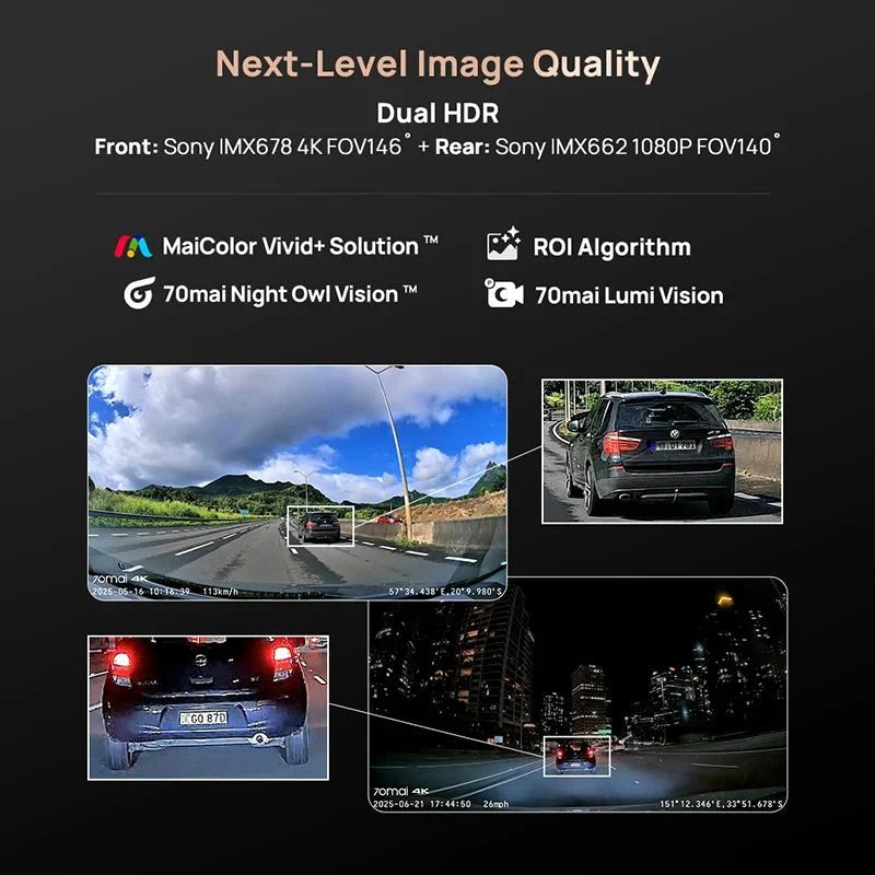 70mai Ultra HD 4K Dash Cam A810 A810S With Built In GPS ADAS 150 Degree FOV - stepyours.com