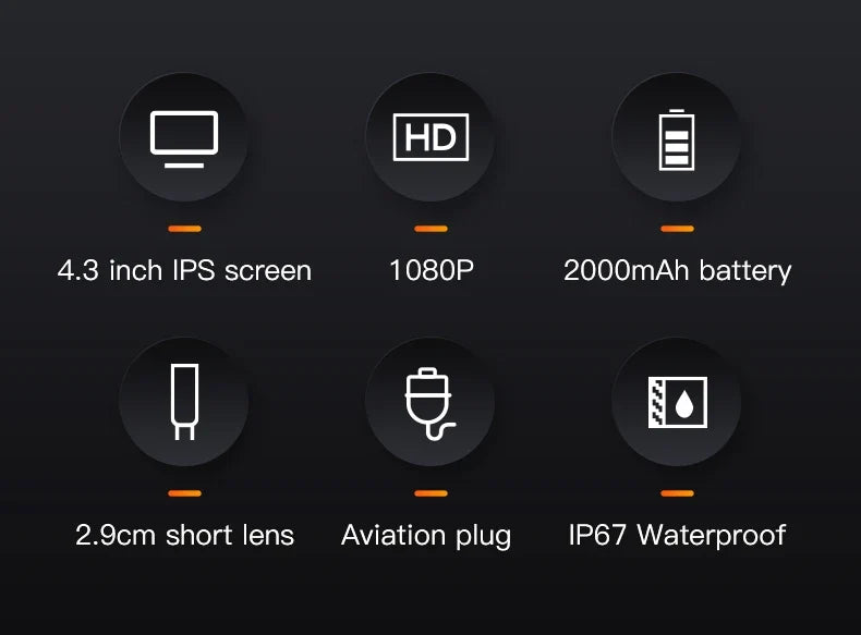 Industrial Endoscope Camera 4.3 Dual Lens 1080P - IP67 Waterproof Borescope - stepyours.com