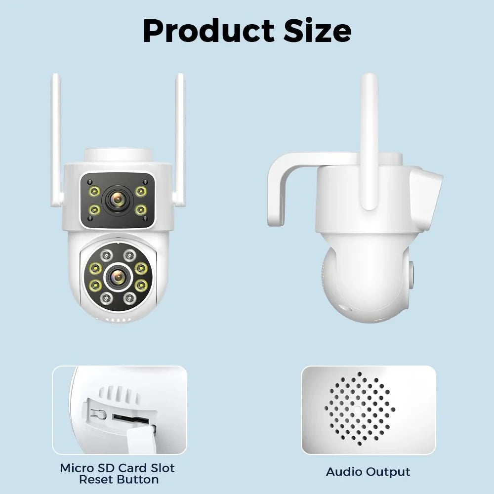 Outdoor Wireless Security IP Camera 6K 12MP Dual Lens PTZ Smart Tracking - stepyours.com