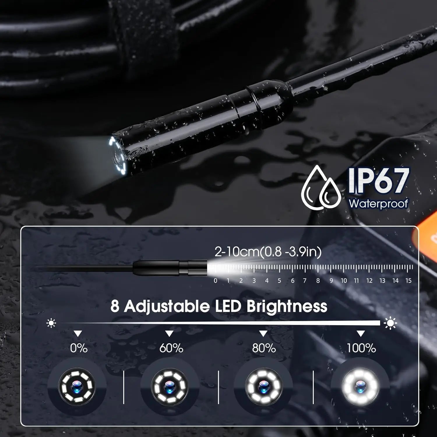 Industrial Endoscope Camera 4.3 Inch IPS Screen 1080P IP67 Waterproof Borescope - stepyours.com