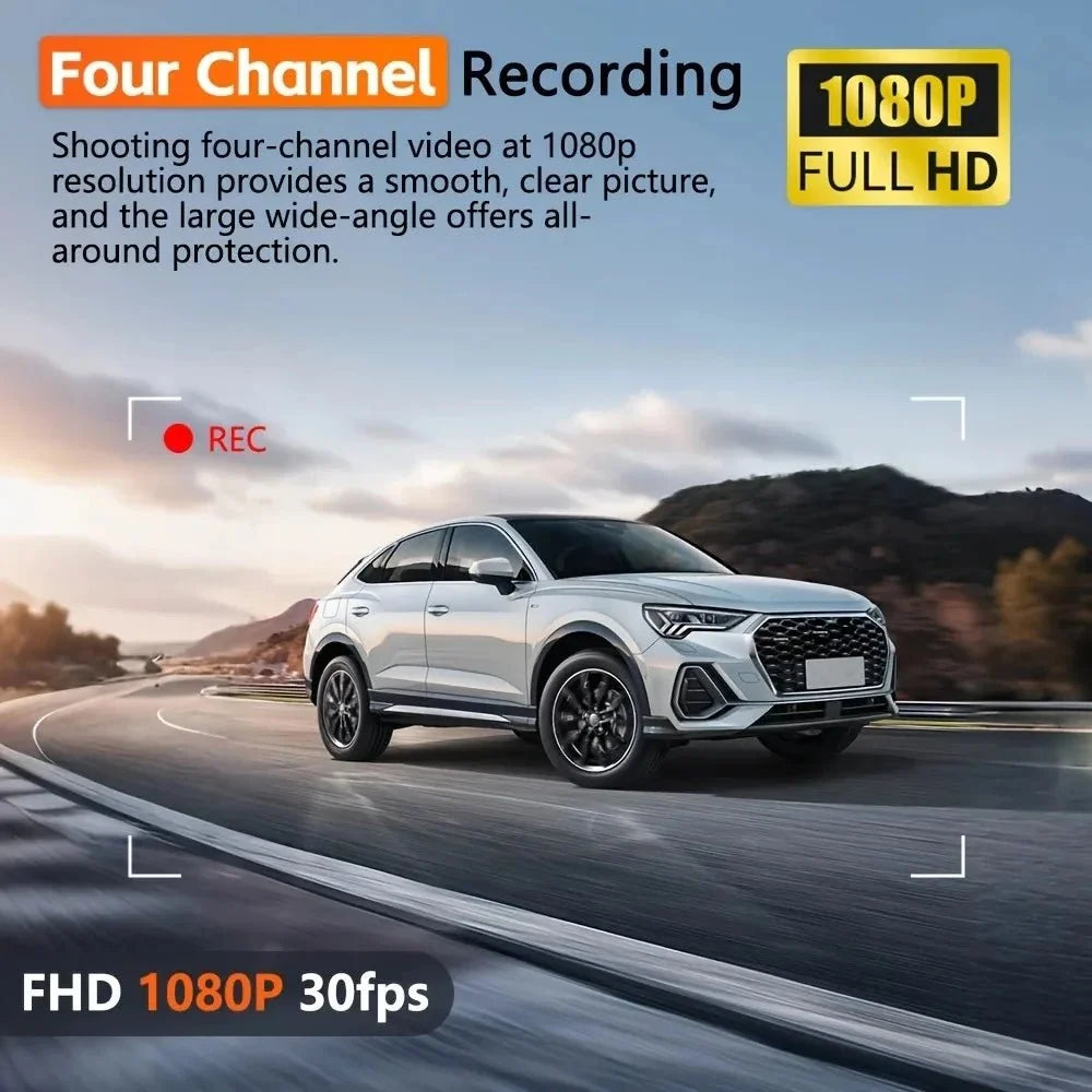 4 Channel 360 Dash Cam With 1080P Front Left Right Rear 24H Parking - stepyours.com