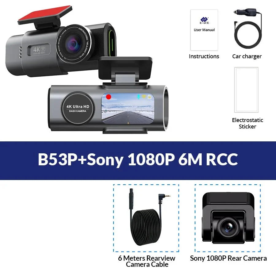 4K Dash Cam Car DVR With Night Vision GPS WiFi Parking Monitor - stepyours.com